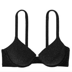 Victoria's Secret Black Shimmer Icon Bikini Top XXL
